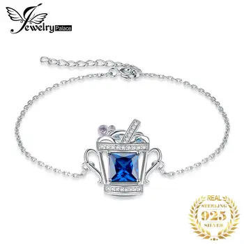 JewelryPalace Ново записване, Луксозна Гривна с регулируема връзка от сребро 925 проба със синьо скъпоценния камък 3,1 карата, дамски Бижута