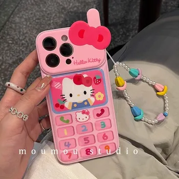 Kawai Санрио Аниме Hello Kitty TPU Калъф За Телефон Сладък Cartoony Телефон Розово All-inclusiveI Прекрасен Индивидуален Сладък Подарък за Момичета