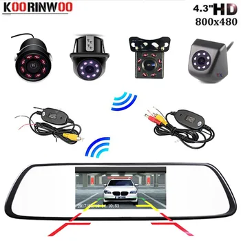 Koorinwoo CCD Night Vison Резерв IR Камера за Задно виждане С 4.3-инчов Цветен LCD Автомобилен Видеомонитором Комплект Автоматични Помощ При Паркиране