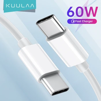 KUULAA USB Кабел Type C до USB Type C 60 W PD Кабел за бързо зареждане USB-C Quick Charge 4.0 За Xiaomi Redmi Note 7 8 USB Кабел C