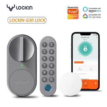 Lockin G30 Sasha App WiFi Бързо Влизане Без Ключ Интелигентна Система за Заключване на вратите Bluetooth Отключване на Клавиатурата Пръстови Отпечатъци е Съвместим с Алекса Google