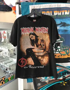 Marilyn Manson The Reverend Reprint двустранен базова черна тениска памук NH4055