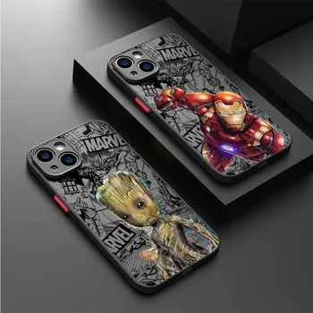 Marvel Spiderman Железния Човек Калъф за Телефон iPhone XR 8 Plus 12 Mini Pro 15 7 6S 11 Pro 14 Pro Max 13 XS X SE Броня Луксозен Калъф