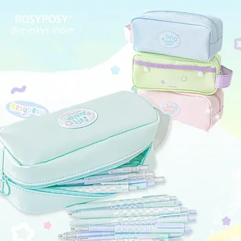 MINKYS ice Cream Color Kawaii Голямата Голям Чанта за съхранение на канцеларски материали Сладък молив случай за Моливи Перфоратор Косметичка Подарък