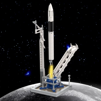 MOC SpaceX Falcon 1 и Стартовата Площадка [Мащаба на Saturn V] Модел на Ракета Тухли Военна Вселената Градивен елемент на Детска Играчка, Подарък За Рожден Ден