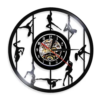 Pole Dancer Art Decoraive 3D Стенен Часовник с Модерен Дизайн Танцьор Vinyl Плоча Часовници Екзотично Акробатическое Изкуство Стенен Декор За Стаята