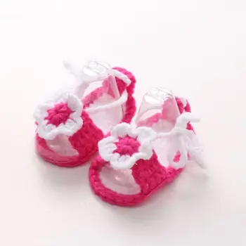 Pudcoco За новородени бебета, Момчета и момичета, Меко ръчно изработени Сандали с цветя, перли, Сладки Летни Детски обувки