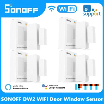 SONOFF DW2 WiFi Умен Вратата Сензор Прозорци, Детектори за Отваряне/Затваряне на врати eWeLink Smart Home Alarm Работи С Алекса Google Home