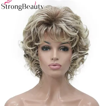 StrongBeauty Синтетични Къса Къдрава перуки Топлоустойчива женски перуки с гъсти монолитни коса