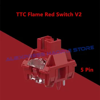 TTC Flame Red Switch V2 45gf 5Pin Линейна ръчна клавиатура Корпус вала с гореща замяна DIY Потребителски Ключове
