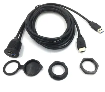 USB3.0 и е съвместим с HDTV удължителен кабел USB AUX Арматурното табло Водоустойчив Автомобилен Кабел За Скрит Монтаж За Автомобили, Лодки И Мотоциклети с дължина 1 м 3 метра