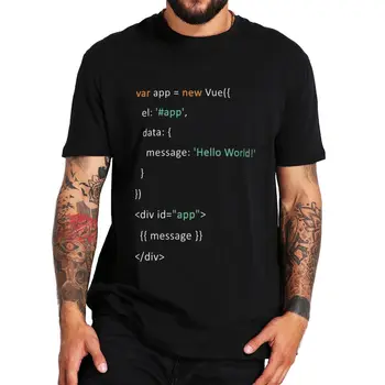Vue.JS Тениска с JavaScript, забавна програма, компютърен онази, подарък тениски за маниаци, лятна ежедневни памучен тениска унисекс оверсайз