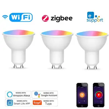 Wifi / Zigbee / eWeLink Sasha Smart Gu10 Led Лампа-Прожектор 4 W 5 W Smart Life RGBCW Работи С Алекса Google Home Alice