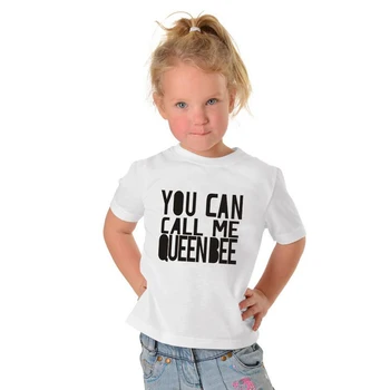 You Can Call Me Queen Bee/ Детски дрехи, Памучен тениска с къс ръкав, Тениска за момиченца, Лятна Ежедневни тениска за момичета, Дрехи