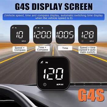 Авто Централен дисплей 2023 G4S GPS HUD с 2,5-инчов екран, цифров часовник, Компас, Скоростомер, км/ч, Аларма, Бордови компютър с притежателя на