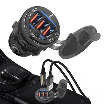 Адаптер за авто запалка, 3-Пристанище USB зарядно устройство, Включете QC3.0 Адаптер с ключ, Аксесоари за купето на автомобил, За зареждане, Включете зарядно устройство