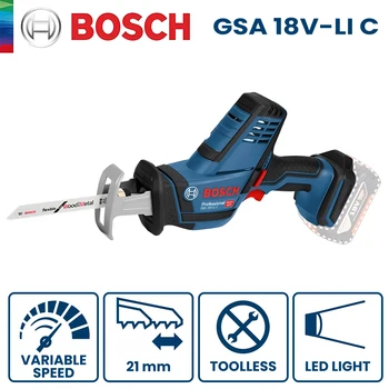 Акумулаторна Възвратно-поступательная Трион Bosch GSA 18V Li-C Преносима Электропила със Замяна на Литиево-Батерия електрически инструменти за Рязане на Метал и дърво