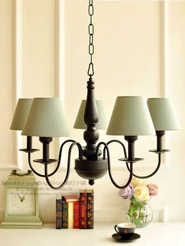 Американската кънтри-полилей в стил ретро, проста художествена спалня, кабинет, желязна декоративна лампа