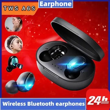 Безжични слушалки A6S TWS HiFi, Bluetooth 5.0 Спортни слушалки стерео слушалки Слушалки за Xiaomi Huawei Samsung