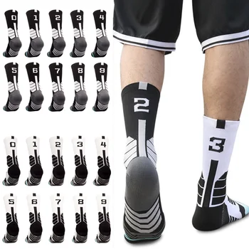 Безплатно разполагане на 0-9 Номер Професионално творчество Спортни Чорапи Баскетбол Фитнес, Джогинг, бързо съхнещи Памучни чорапи за мъжете и жените