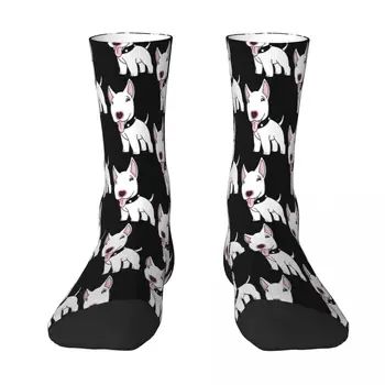 Бели чорапи с животни на английски бик Мъжки Дамски Чорапи от полиестер Настраиваемого дизайн