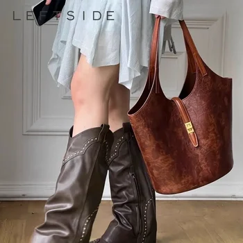 В ляво, модни дамски малка чанта в стил ретро 2023, зимни кожени обикновена чанти под мишниците, дамски чанти през рамо, Bolsas