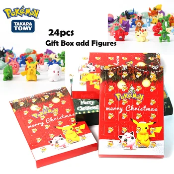 В наличност 24 бр./компл. Фигурка pokemon Коледен Адвент-календар подарък аниме Kawai Пикачу Открита статуетка на PVC модел детска играчка