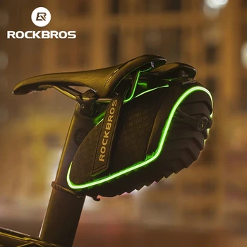 Велосипедна чанта ROCKBROS, МТБ Пътни светещи трактор преглед чанти, чанта за Задната част на колоезденето, чанта с дождевиком, Водоустойчиви аксесоари за велосипеди