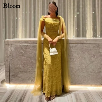 Вечерни рокли с флорални принтом Bloom Злато за бала на тюлевых бретелях Елегантна вечерна рокля за тържества Сватба парти vestidos de gala