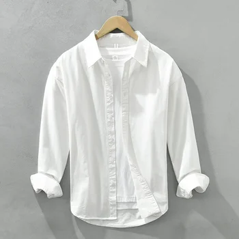 Високо качество, Пролет и есен 2023, Нови Ежедневни ризи в корейски стил за мъже, обикновена памучни ризи, Модни дрехи за Мъже Z125