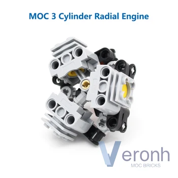Високотехнологичен MOC 3-Цилиндров Бразда двигател Модел Строителни Блокове е Съвместима с Набор от PF 2850 2851 2852 2853 Детайли Тухли направи си САМ Играчка