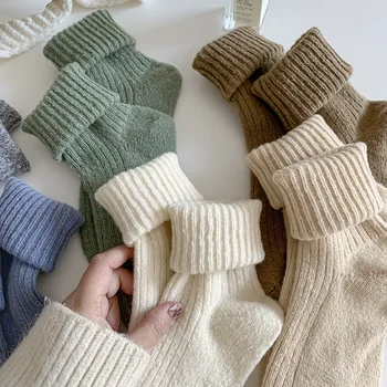 Вълнени чорапи за жените през есента и зимата, изолирана топли чорапи, Японски Зимни чорапи, Ins, тъфтинг чорапи, най-Ниската цена на Едро