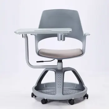 въртящи се на 360 градуса студентски маса с пластмасово колесиком за таблет, стол за провеждане на обучителни срещи, училищен стол с бележник за писане