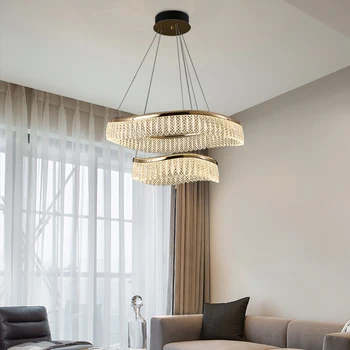 Вътрешно минималистичное led осветление на хола, окачена лампа, таван с полилей в скандинавски стил, Луксозен кристален полилей за хол