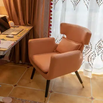 Высококлассное Оранжевото Компютърен стол Light Luxury Leisure С облегалка за односпального дивана, за да се учат, офис мека мебел, столове за грим, мебели за всекидневна