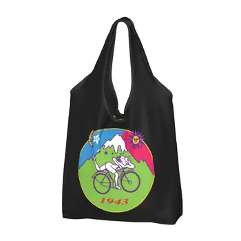 Големи Многократна употреба за Хранителни стоки чанти Албърт Хофман Bicycle Day LSD 1943, Рециклируеми, Мотор Сгъваема чанта за пазаруване, Моющаяся, се Побира в джоба