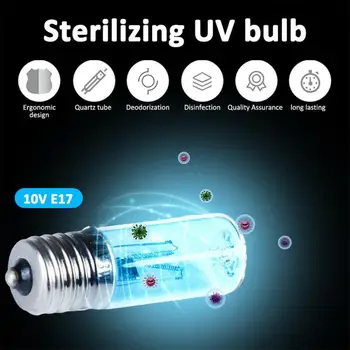 Гореща продажба E17 UVC Тръба с Ултравиолетовите лъчи Лампа за Дезинфекция на 3 Ватова Крушка за Озоновой Стерилизация Лампи От Кърлежи Бактерицидная Лампа