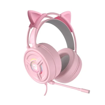 Детска слушалки за котешки уши Микрофон RGB Слушалки съраунд звук 7.1 Earphon Директен доставка
