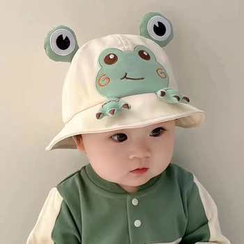 Детска шапка-кофа за деца, пролетно градинска шапка от слънцето за момчета и момичета, Лятна Скъпа жаба за деца, Детска рибарска шапка от памук