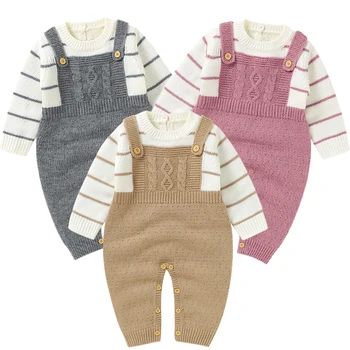 Детски тела от 0 до 3 години, трикотажни комбинезони с дълги ръкави за новородени момчета и момичета, есенно-зимна ежедневни връхни дрехи Унисекс, за бебета, облекло