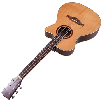 Добра 40-инчов электроакустическая китара ръчна изработка, 6-струнен 41-инчов народна китара от масивна дървесина с звукоснимателем и безплатна чанта