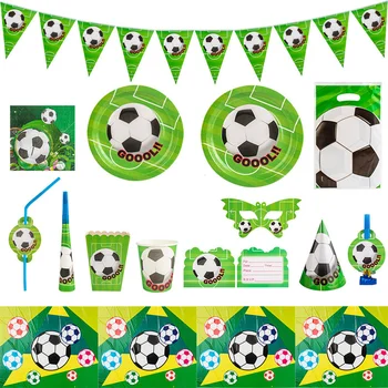 Добре проектирана Здрава прибори за еднократна употреба Внимание към детайла Уникални аксесоари за футболен рождения Ден Футболна прибори зелен цвят
