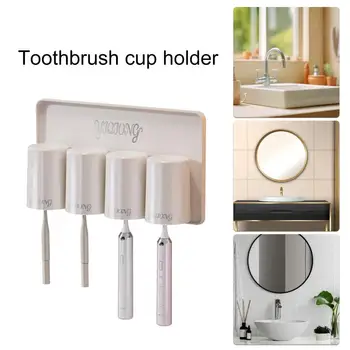 Държач за електрическа четка за зъби, здрав носещ стенен държач за четка за зъби, чиния за чаши за изплакване на устата с лесен за организиране на