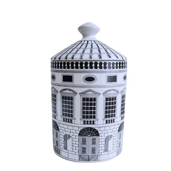 Европейската класическа Керамична свещ Буркан за ароматерапия Черно-бяло Архитектурно бижу Банка Бутилка за съхранение на бижута Кутия за пръстените
