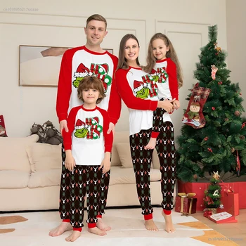 Еднакви Пижами за семейството, Коледни Костюми 2024, Коледно Облекло за Баща, Майка, Дъщеря И Син, Дрехи за сън в семеен стил, Детски Пижами