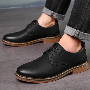 Ежедневни мъжки модельная обувки Модерен бизнес Формален Класически Ретро стил Oxfords от естествена кожа с мека подметка за мъже Висококачествени обувки