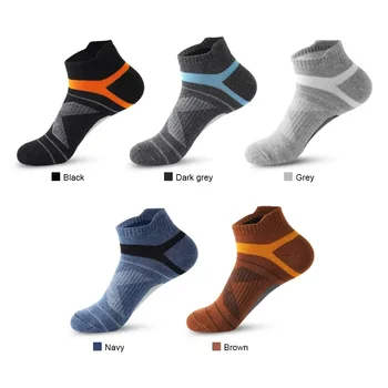 Ежедневни чорапи, Спортни Летни Високи Черни памучни 38-45 Качество на щиколотку За бягане на открито Мъжки 5 Размер Дишащи Къса