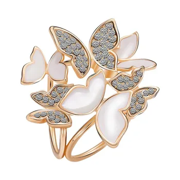 Елегантен пръстен за шал с пеперуда от 3 на пръстените