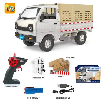 Електрически радиоуправляеми камион 1: 16 Микробус D12 Модел 4-канален верижен автомобил за момчета, скалолазный кола с дистанционно управление, Забавни играчки за деца в подарък
