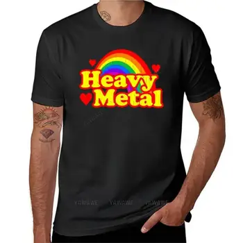 Забавна тениска с дъга от хеви-метъл тениска оверсайз, блуза, тениски, празни тениски, мъжки ризи с дълъг ръкав
